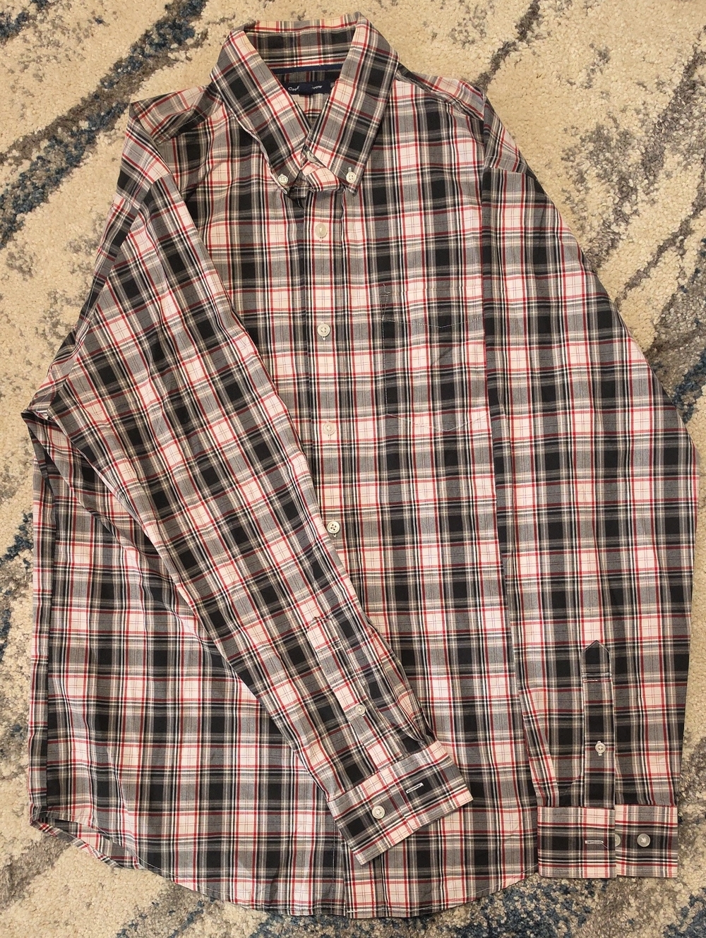 croft & barrow Black, White & Red Plaid Button-Down Shirt